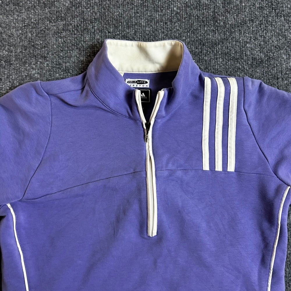 Adidas Pullover Womens Size S Purple Climalite Stretch Quarter Zip Long Sleeve